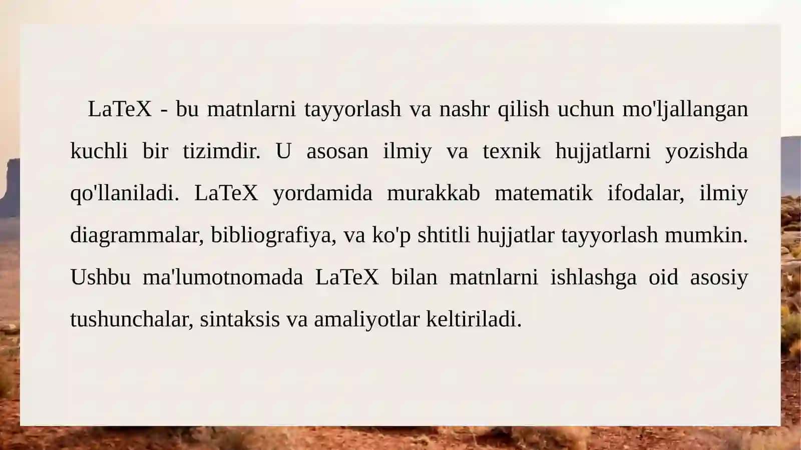 LaTeX bilan ishlash 2