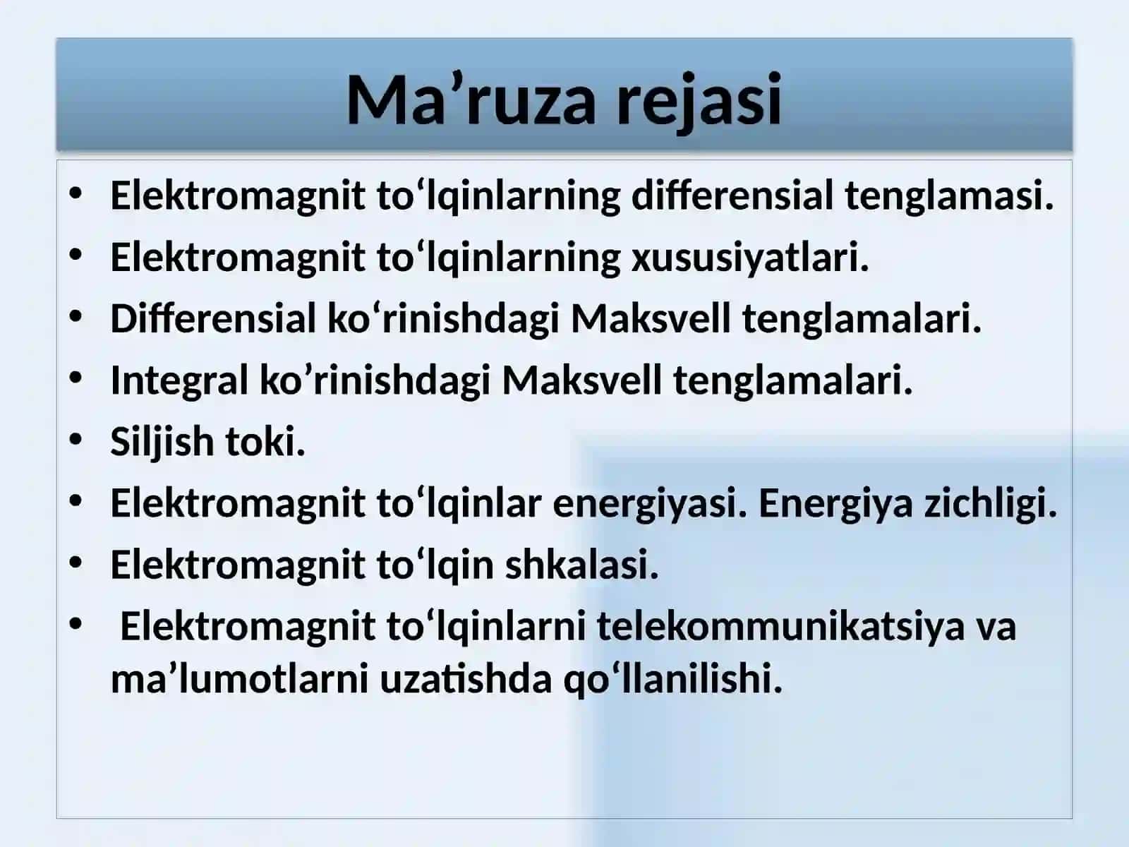 Elektromagnitlarning Differensial Tenglamalari 2