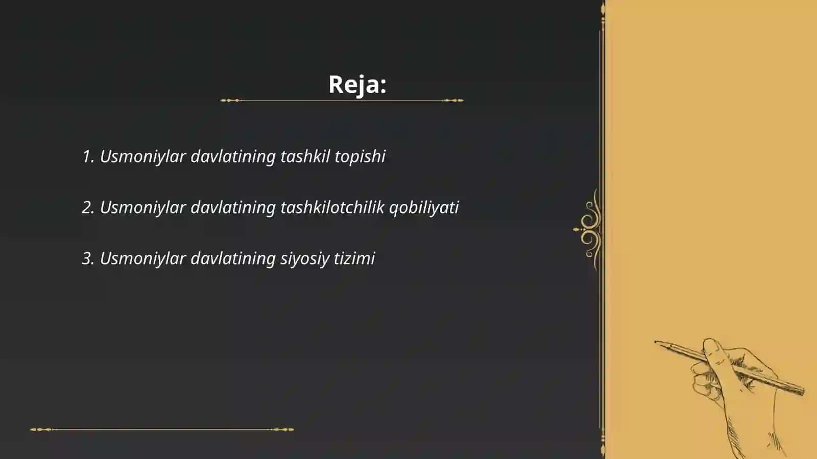 Usmoniylar davlati va uning istelolari tema 2