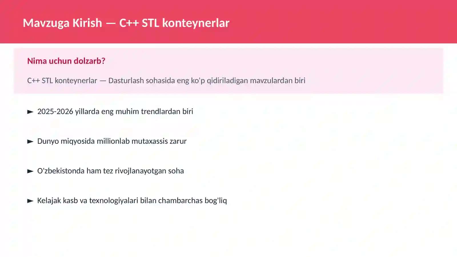 C++ VA TIZIM DASTURLASH 2