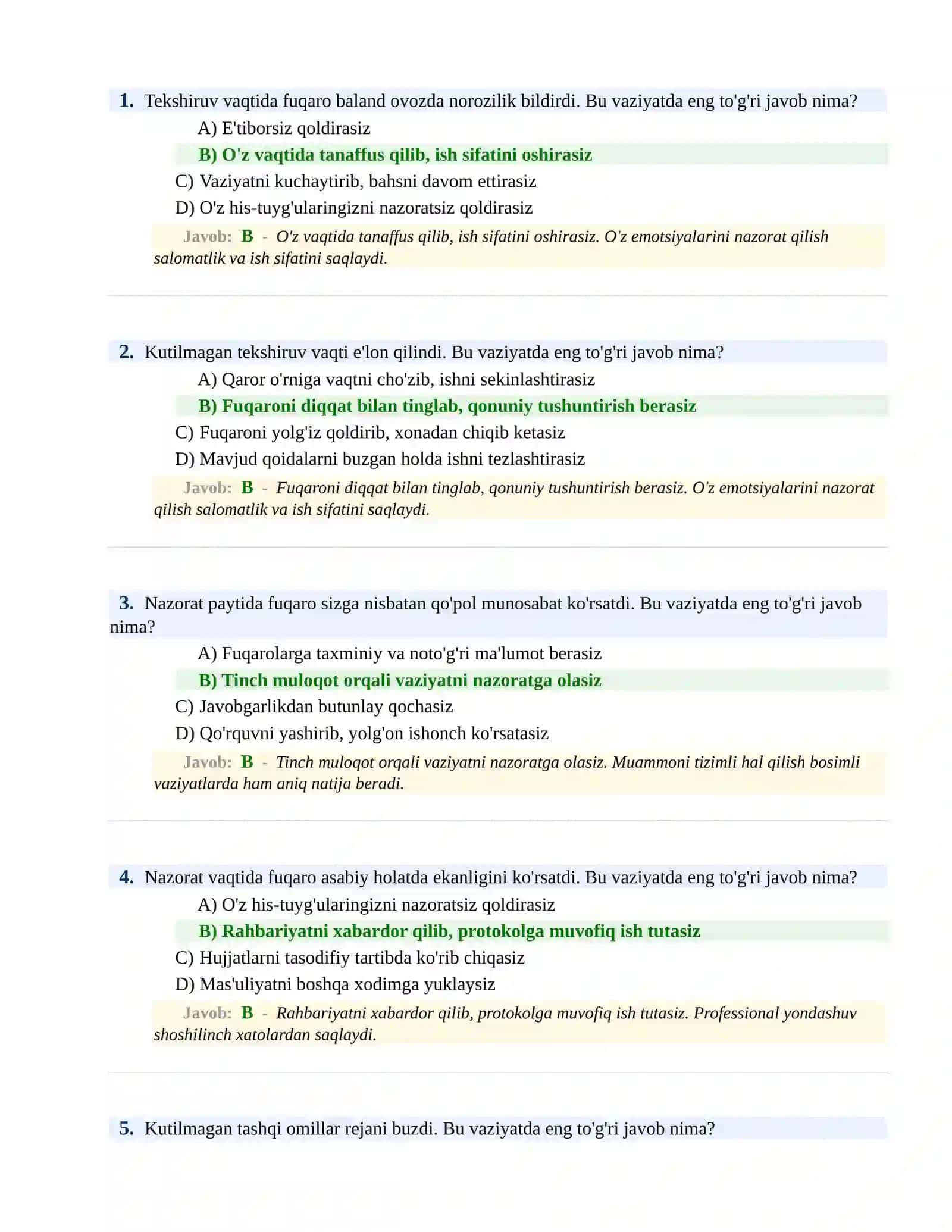 PSIXOLOGIK SINOV Testlari 2