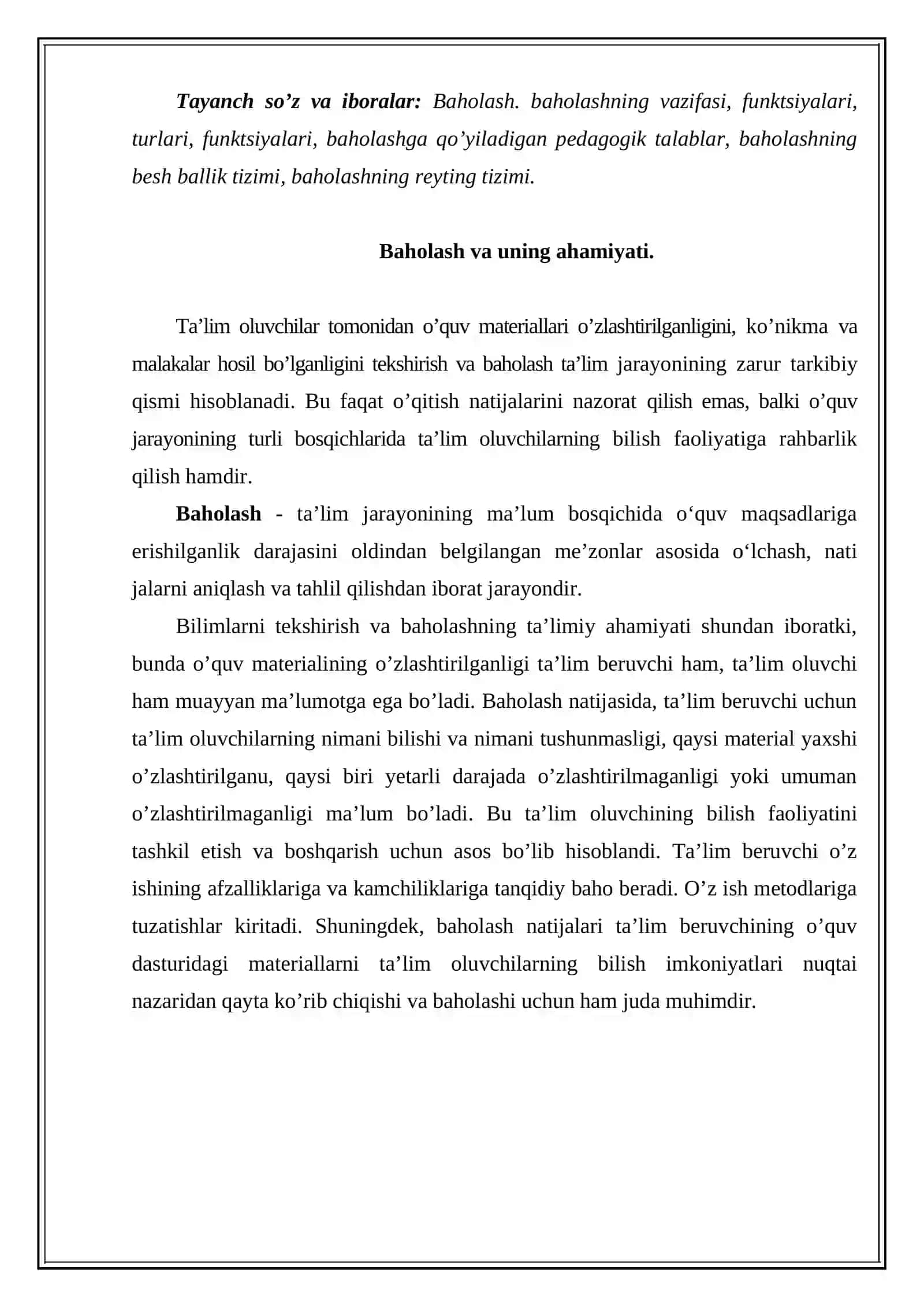Baholash va uning ahamiyati 2