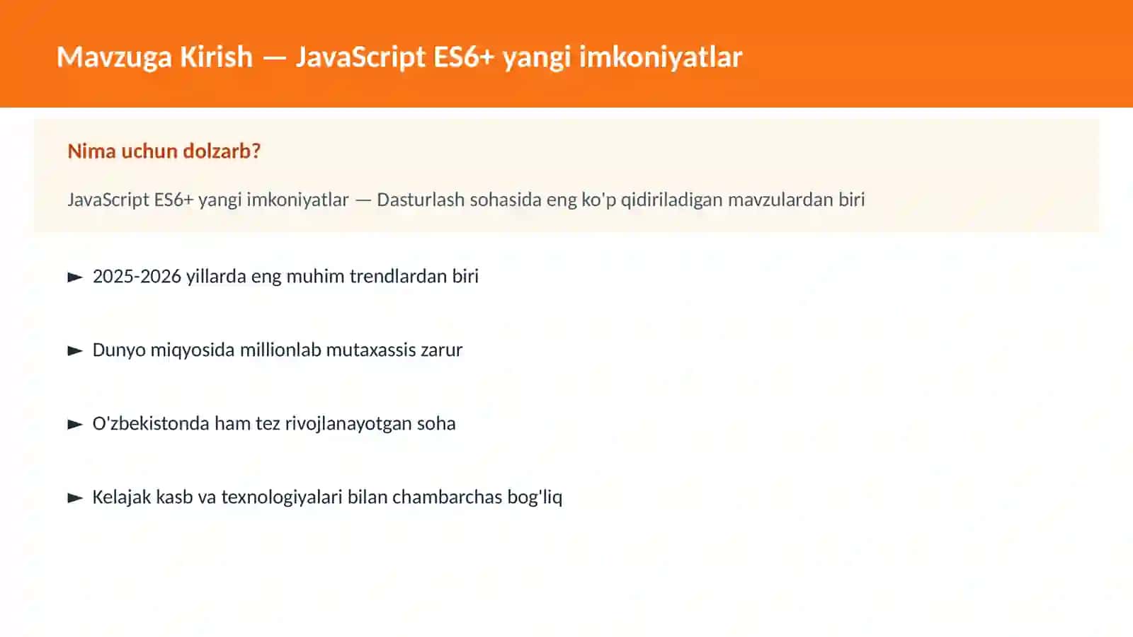 DASTURLASH | JAVASCRIPT VA WEB 2