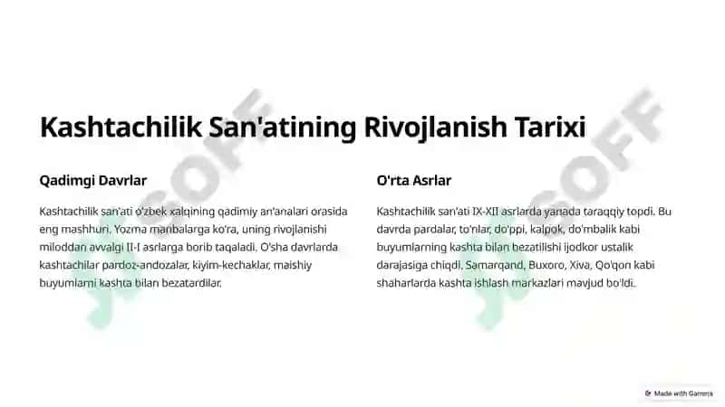 Kashtachilik San'ati Tarixi 2