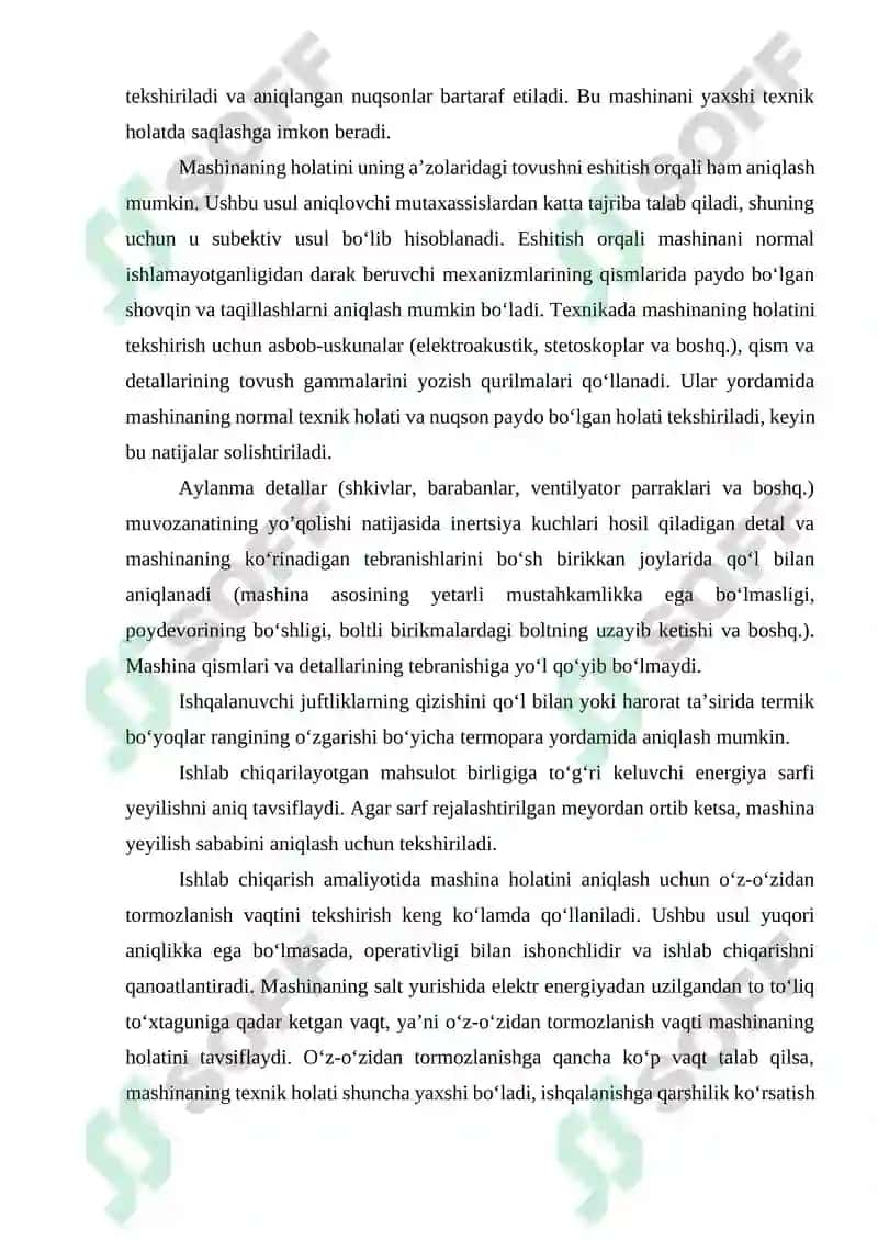 Mashina detallarida ish davomida vujudga keladigan nuqsonlarni aniqlash usullarini о‘rganish. 2