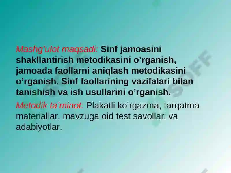 Sinf faollarini aniqlash 2