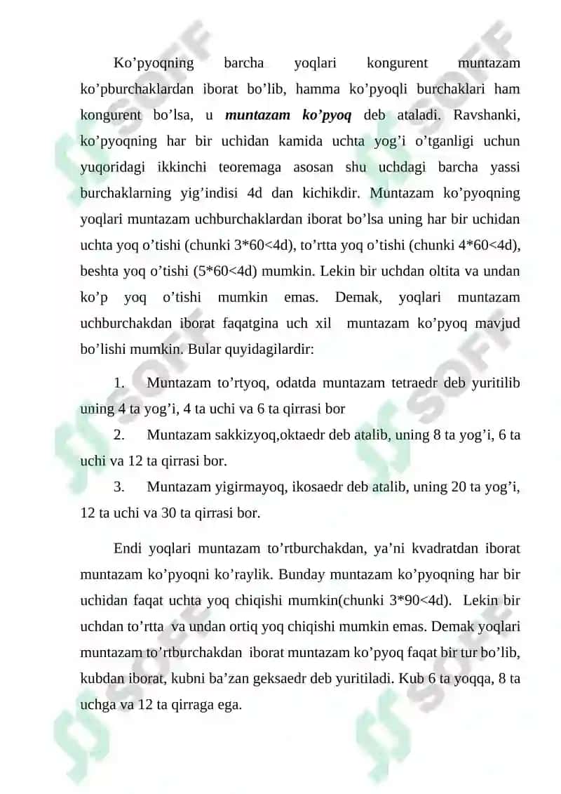 Muntazam ko'pyoqlarning hajmlari 2