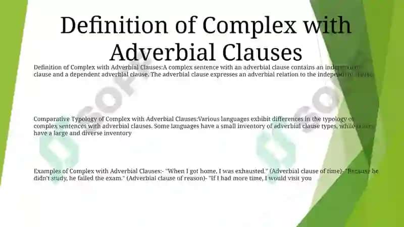 Comparative Typology Of Complex With Adverbial Clauses 2