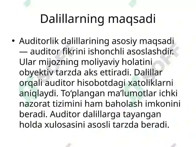 Audit va auditorlik dalillari 2