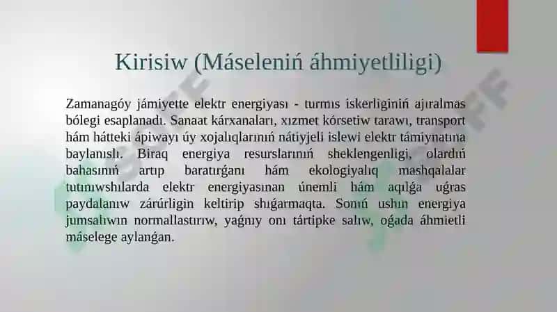 Elektrenergiya normallastirilishi 2