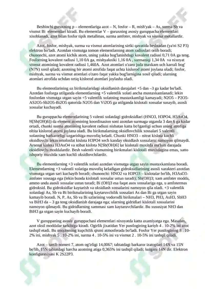 Beshinchi guruxning p – elementlari 2