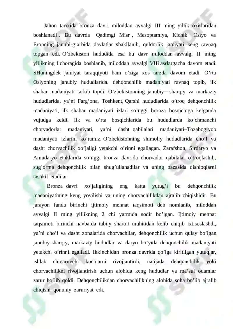 Bronza davri va uning o’rganilishi 2