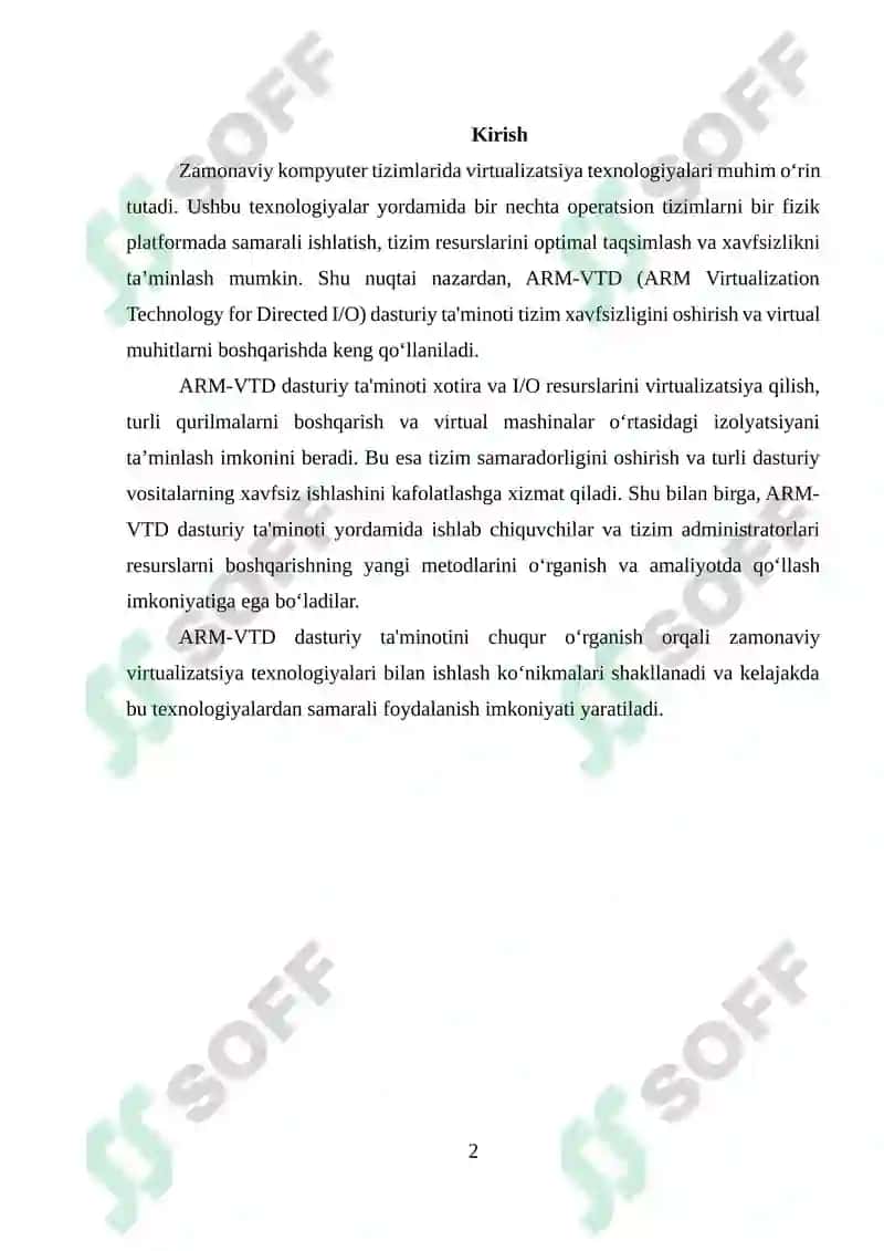 ARM-VTD dasturiy ta'minoti 2