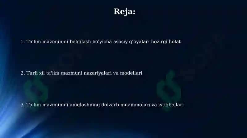 Ta'lim Mazmunini Belgilash 2