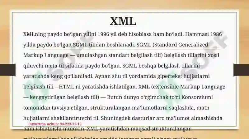 XMLdama’lumotlarbazasini tasvirlash 2