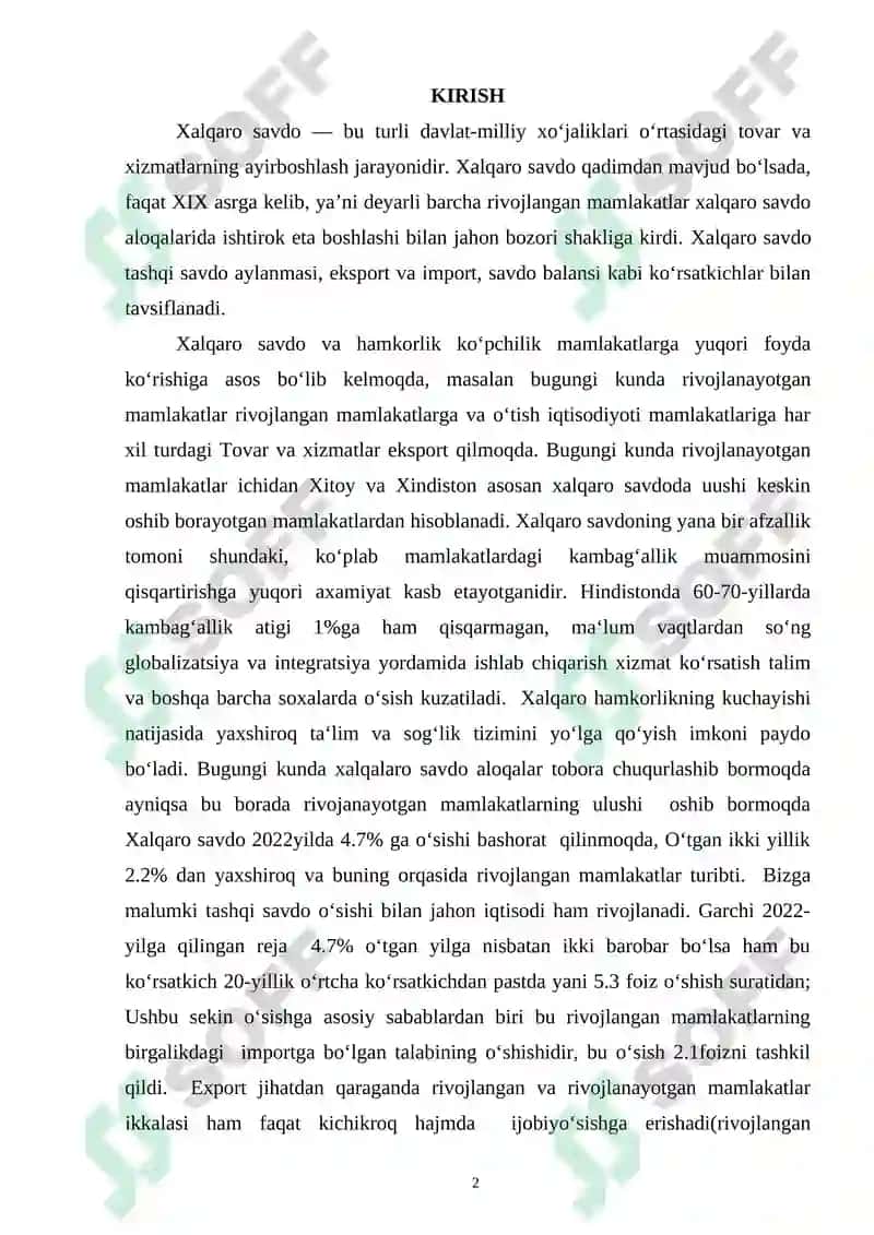 Xalqaro Savdo 2