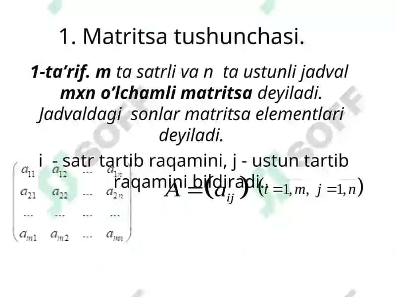 Matritsa tushunchasi 2