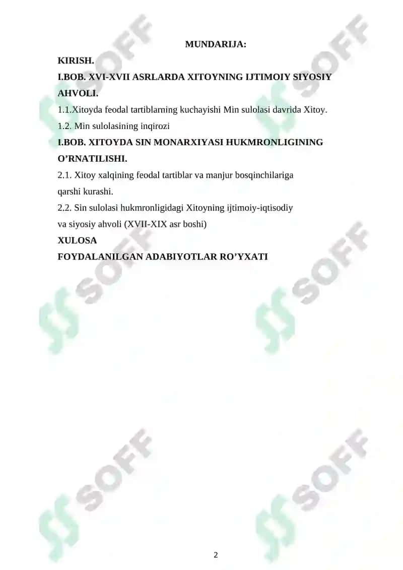 XVI-XVIII asrlarda Xitoyning ijtimoiy-iqtisodiy hayoti 2