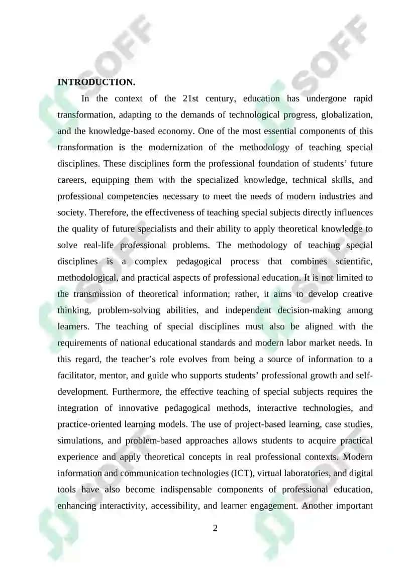 Methodology of Teaching Special Disciplines 2
