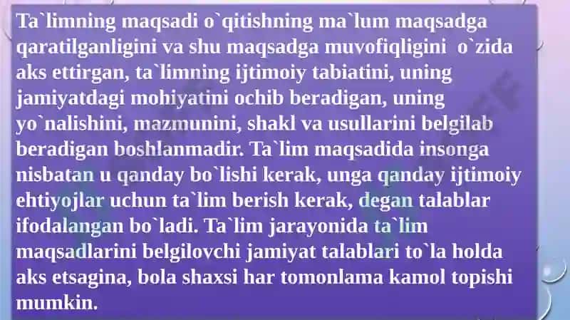 Taʼlimning maqsadi va vazifalari 2