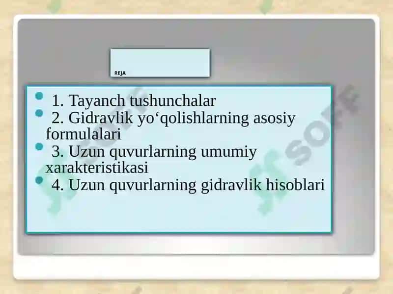 Uzunquvurlarning gidravlik hisobi 2