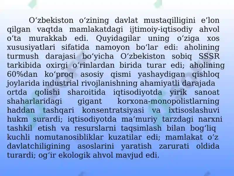 O‘zbekiston Respublikasining Tarixi 2