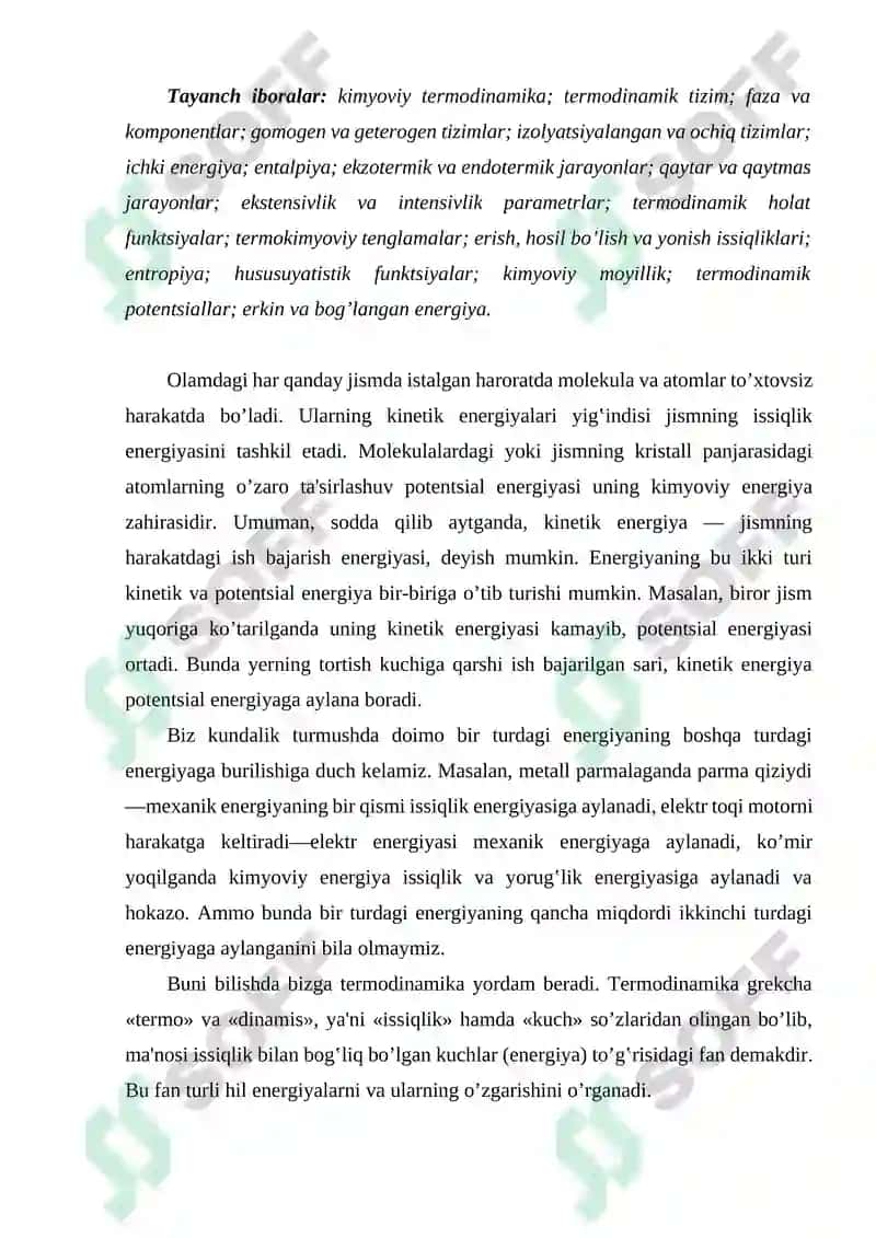 Kimyoviy termodinamika va termokimyo asoslari 2