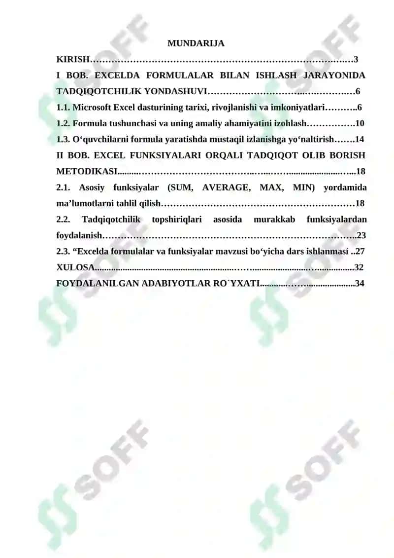 "8 - sinfda Excelda formulalar va funksiyalar" 2