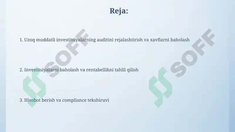 Uzoq muddatli investitsiyalarauditi 2