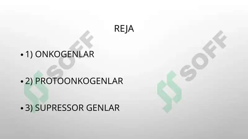 Onkogenez  Oʻsmalarning onkogenlari, protoonkogenlari va suppressor genlar 2