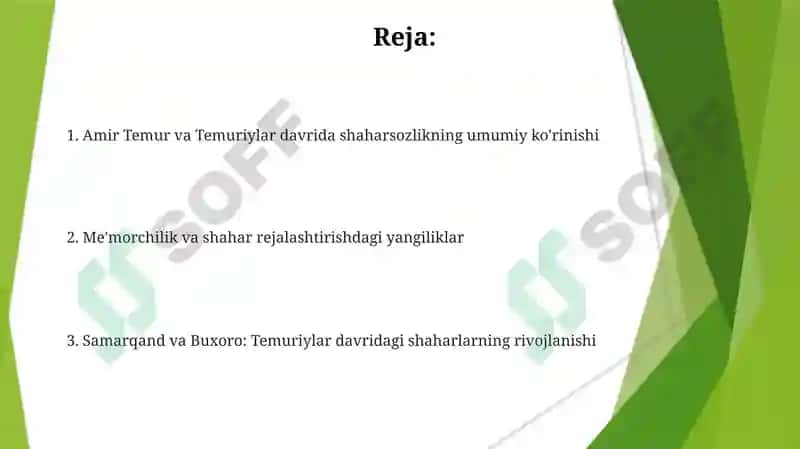Amir Temur va Temuriylar davridagi shaharsozlik taraqiyoti 2