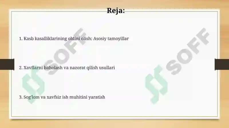 Sanoat korxonalarida kasb kasalikklarini oldini olish qaratilgan chora tadbirlar 2