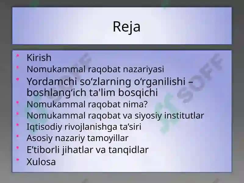 Nomukammal raqobat nazariyasi 2