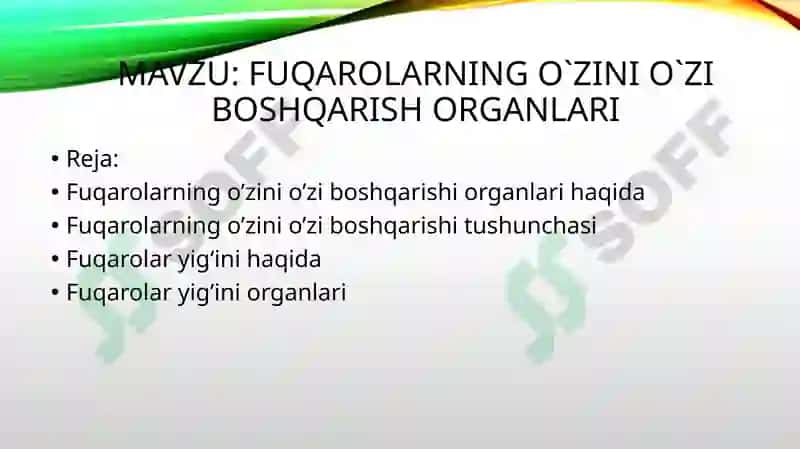 Fuqarolarning o`zini o`zi boshqarish organlari. 2