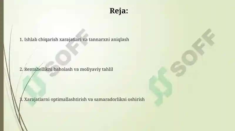 Ishlab chiqarish xarajatlari yolida va rentabelliklarni aniqlash yollari 2