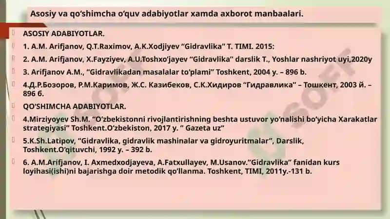 GIDRAVLIKA fanidan Ma'ruza 2