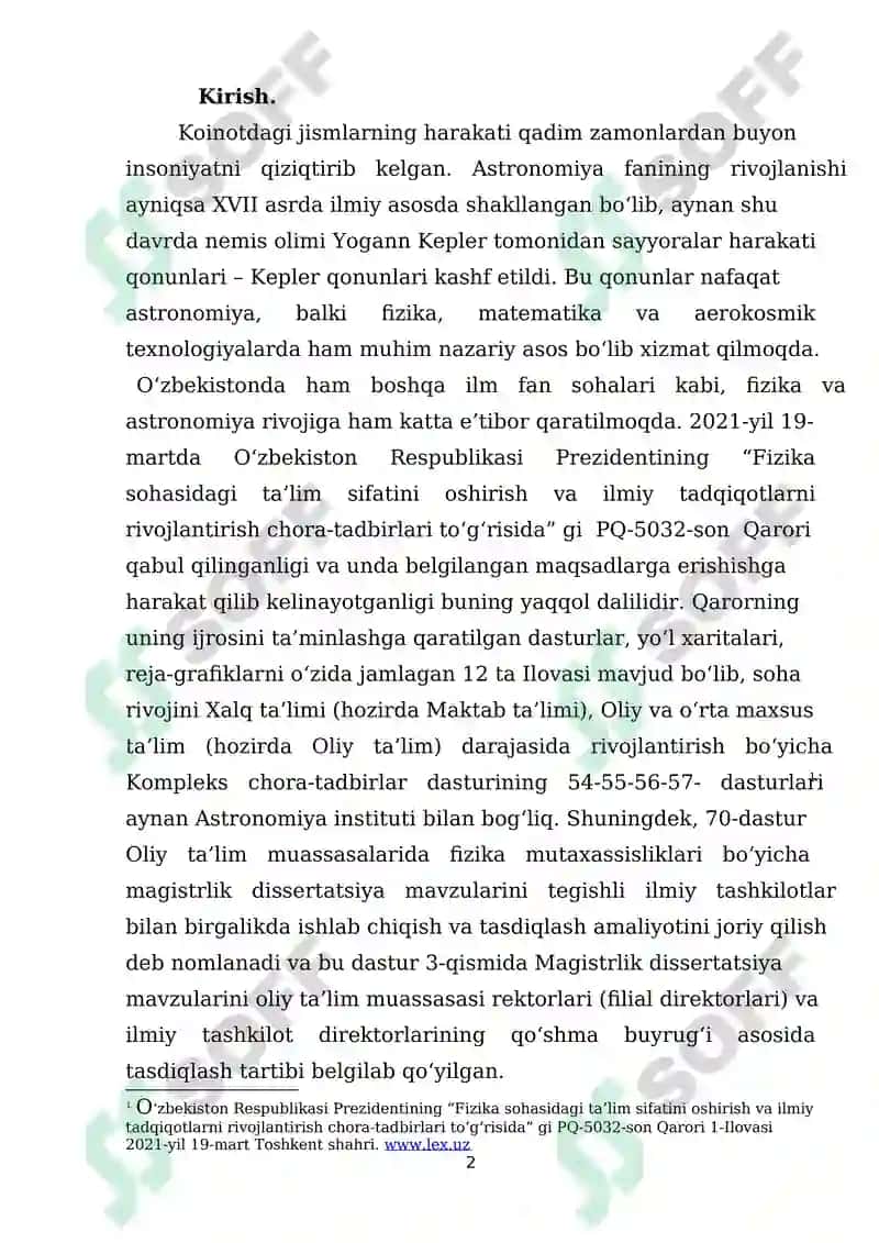Kepler qonunlari 2