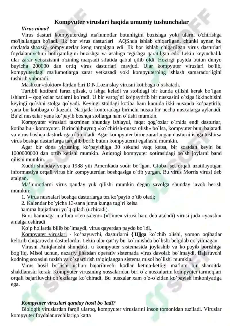 Virus va Antivirus dasturi 2