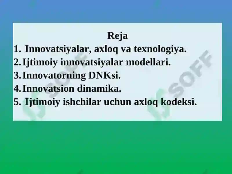 Ijtimoiy sohadagi innovatsiyalar 2
