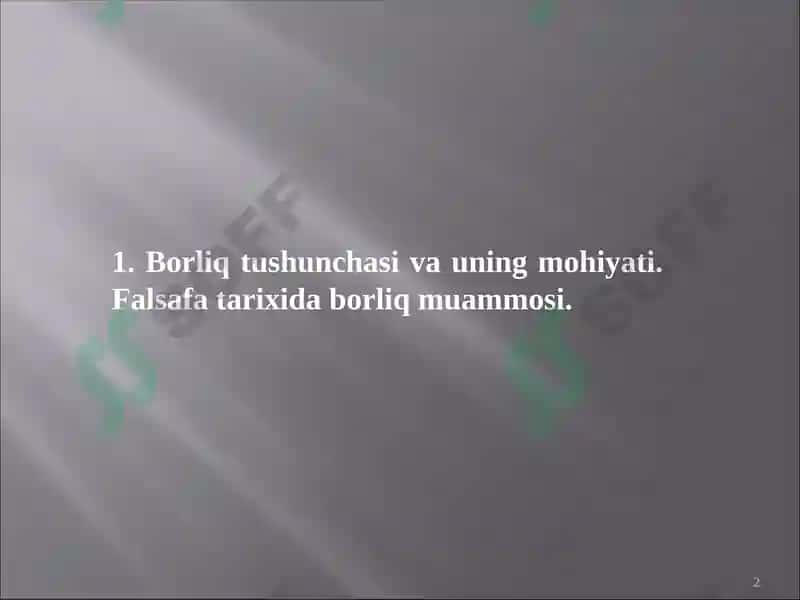 Borliq (Antropologiya) va Rivojlanish Falsafasi 2
