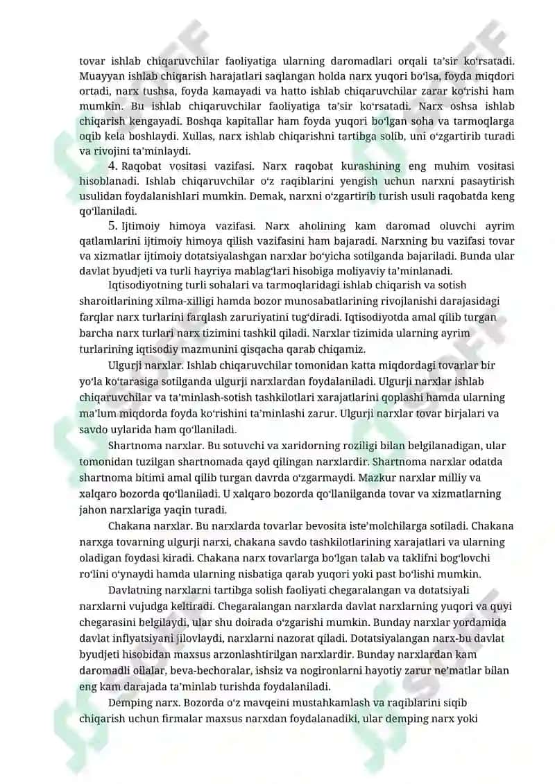 Narxning mohiyati va shakllanish xususiyatlari 2