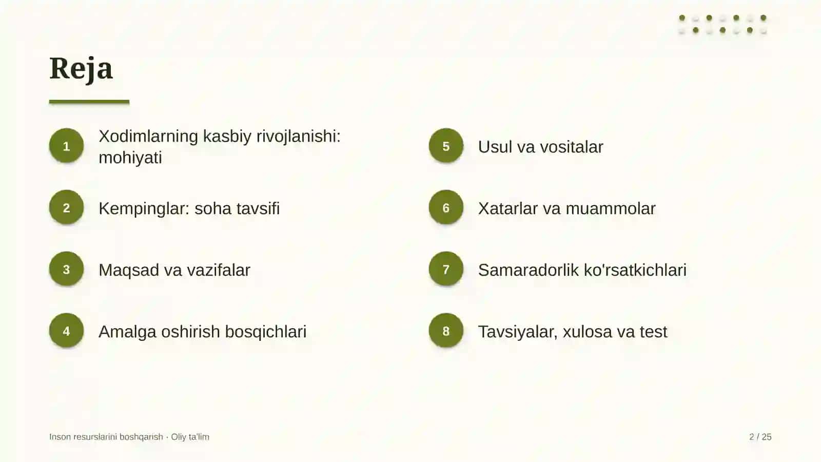 Kempinglarda xodimlarning kasbiy rivojlanishi 2