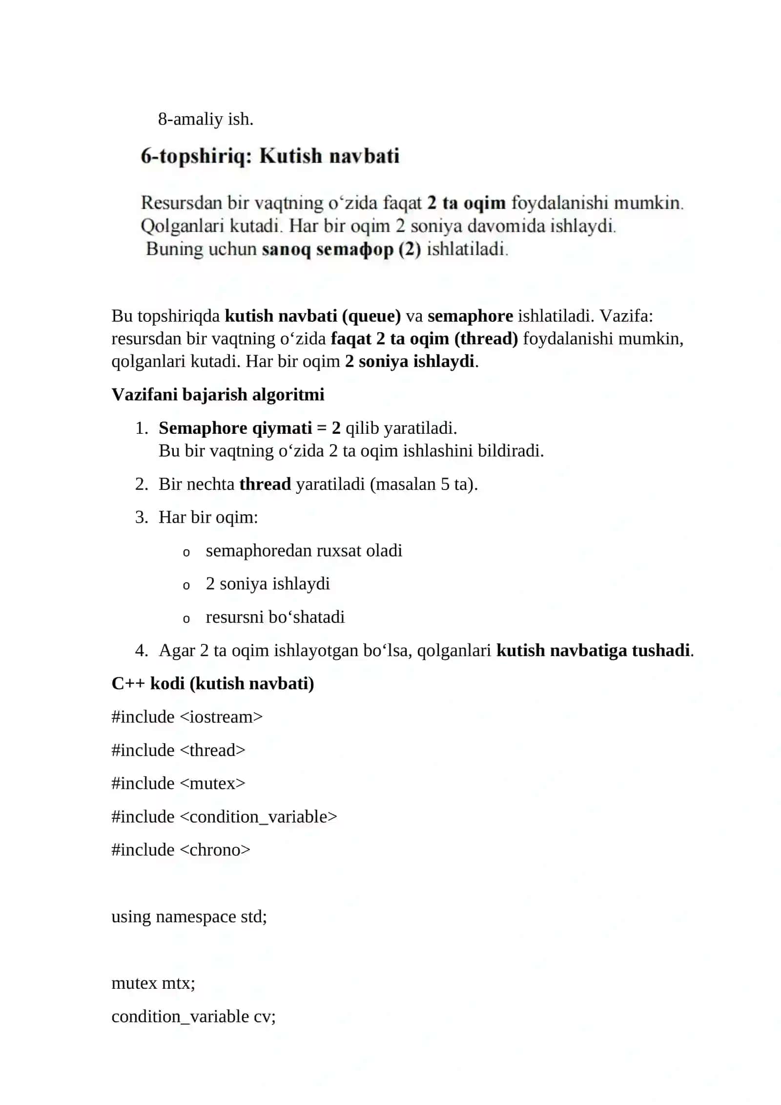 AMALIY TOPSHIRIQ "Tizimli dasturlash" 2
