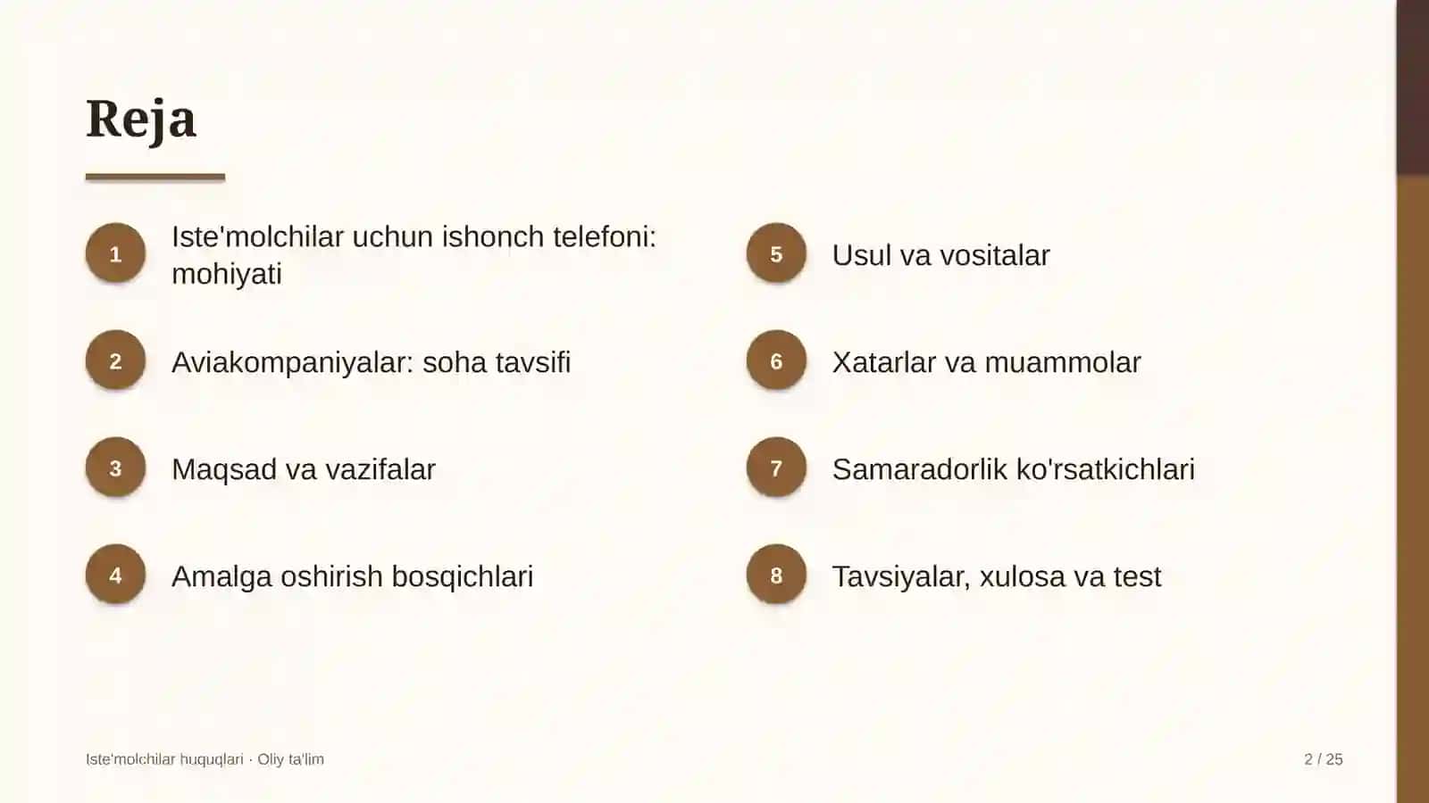 Iste'molchilar huquqlari · Oliy ta'lim 2