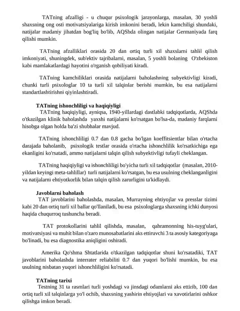 Тематик апперсепсион тести 2