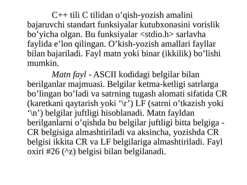 Matn va binar fayllar. 2