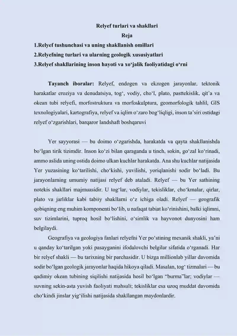 Relyef turlari va shakllari 2