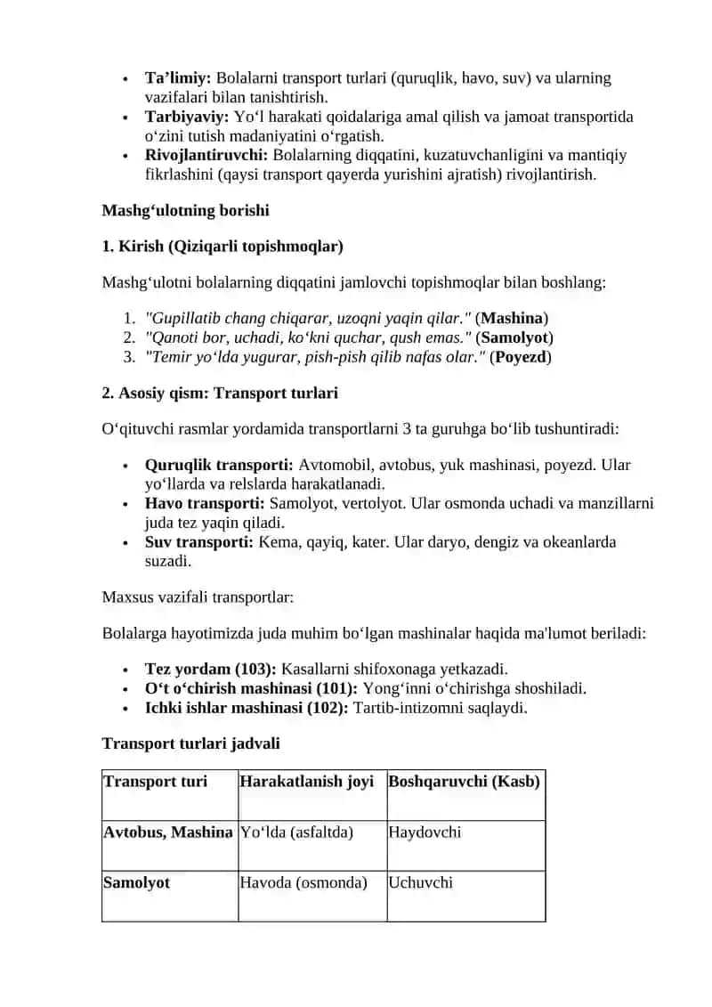"Transport bilan tanishuv" 2