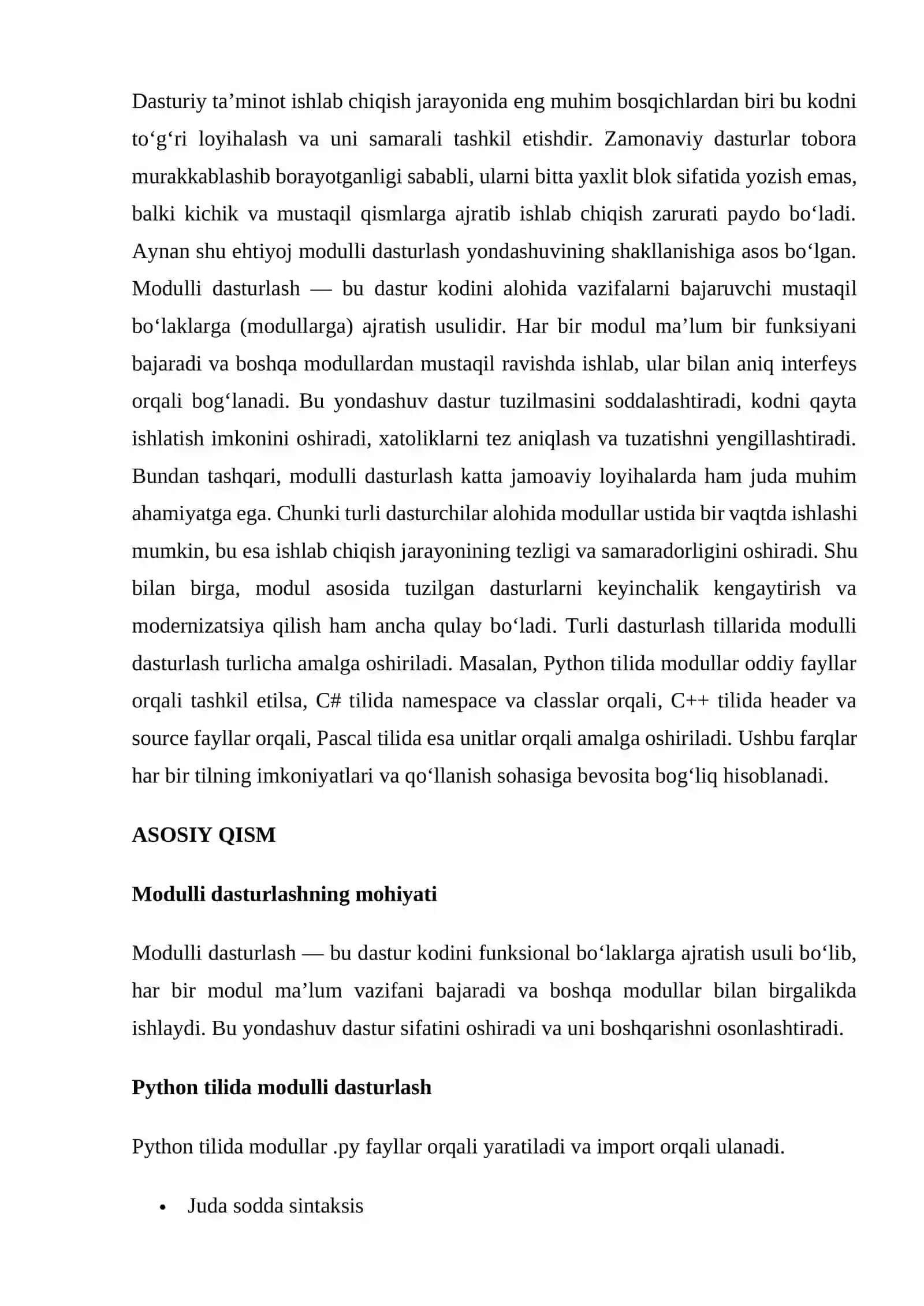 Python, C#, Pascal va C++ tillarida modulli dasturlash va ularning farqlari 2
