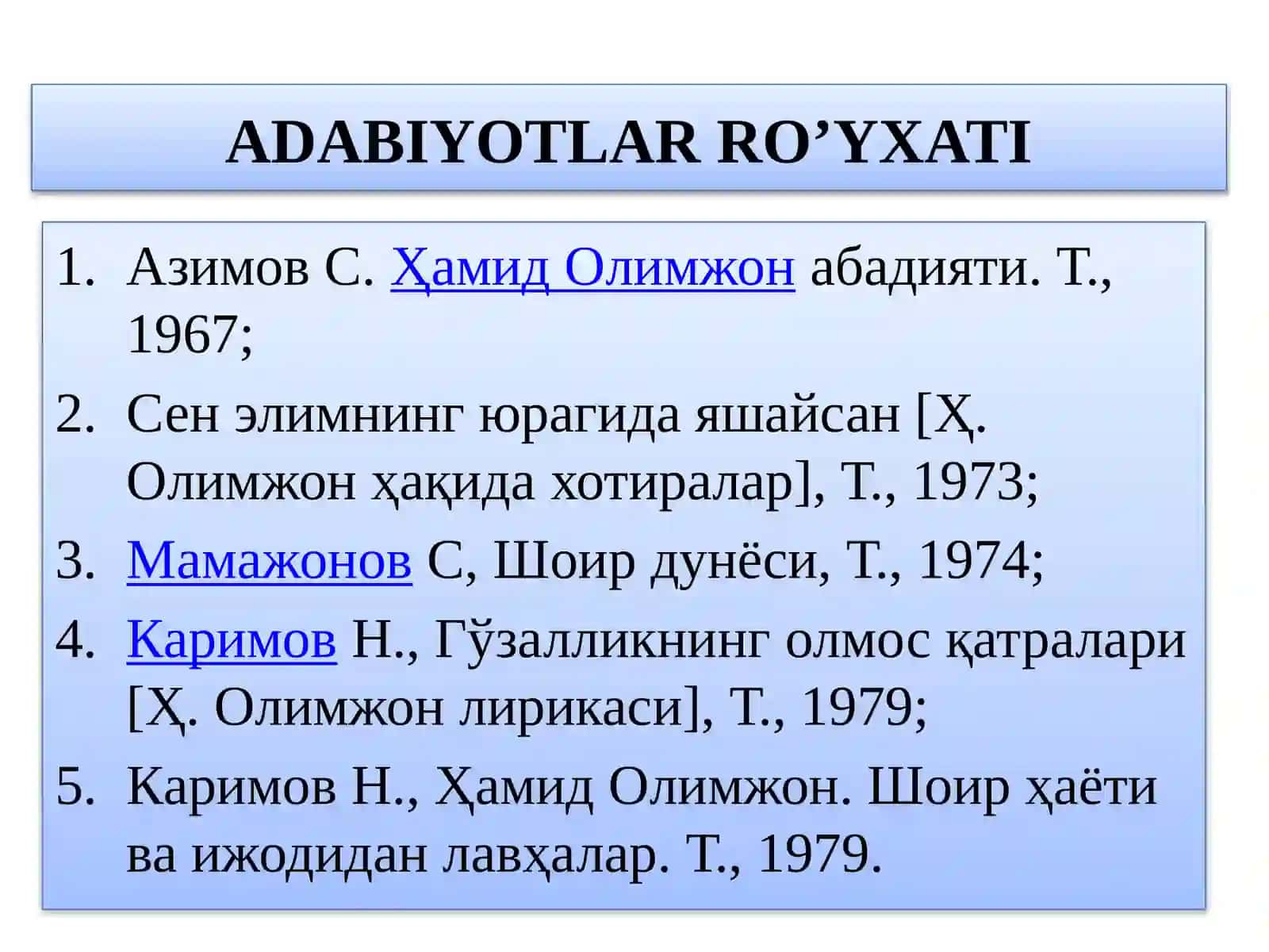 HAMID OLIMJONNING HAYOTI VA IJODI 2